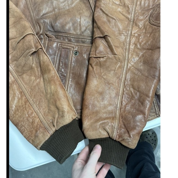 Vintage G III Brown Leather Bomber Jacket Mens Aviator Flight Coat Map Lining - Picture 10 of 10